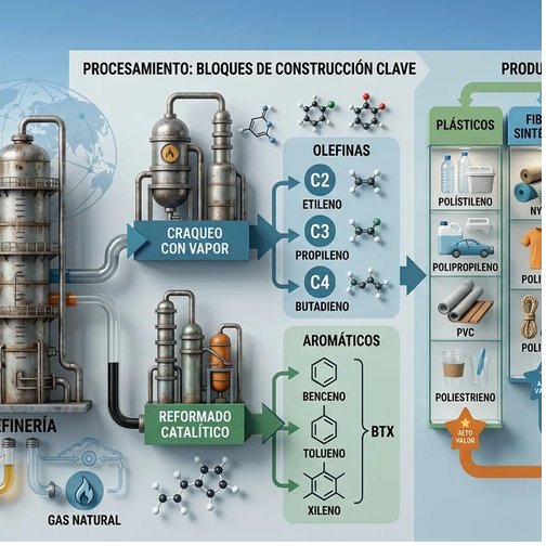 Petrochemical refining process diagram